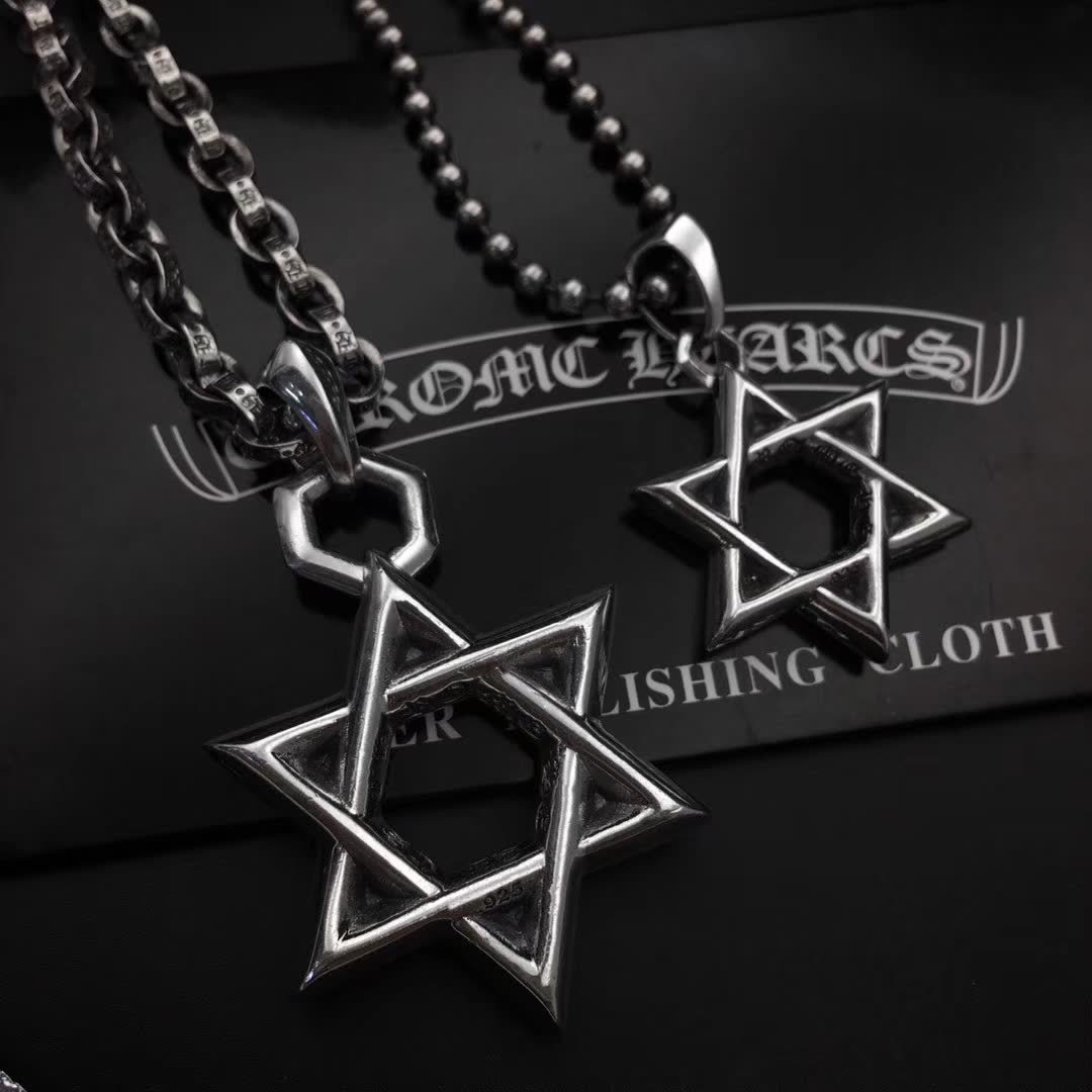 Chrome Hearts Silver Star of David Pendant Necklace